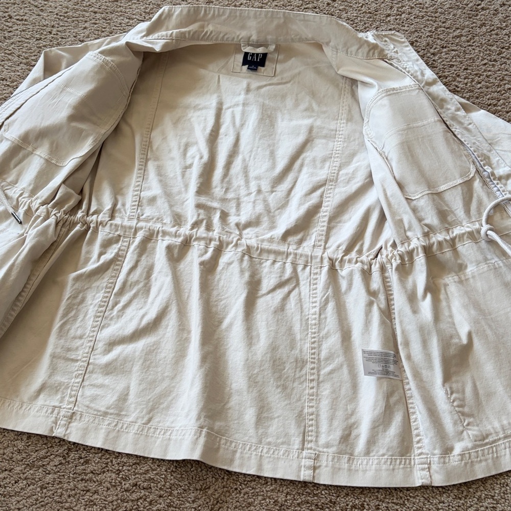 GAP Beige Cream Utility jacket size Small Cotton pockets drawstring waist - Picture 10 of 13